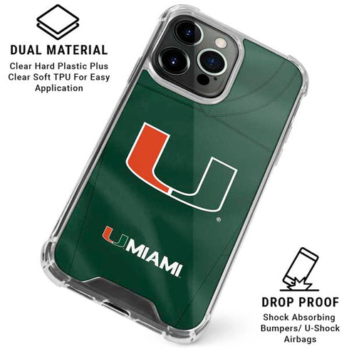 University of Miami Green Jersey iPhone 15 Pro Clear Case